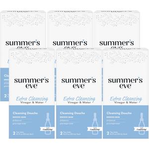 Summers Eve Extra Cleansing Vinegar and Water Feminine Cleansing Douche, Odor Control, pH Balanced, Gynecologist Tested, with Comfortip, 4.5 Ounce Each, 2 Count (Pack of 6)