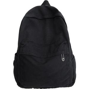 Vintage Canvas Backpack for Women Grunge Hippie Cute Boho School Backpack Casual Y2K Aesthetic Backpack (Black)