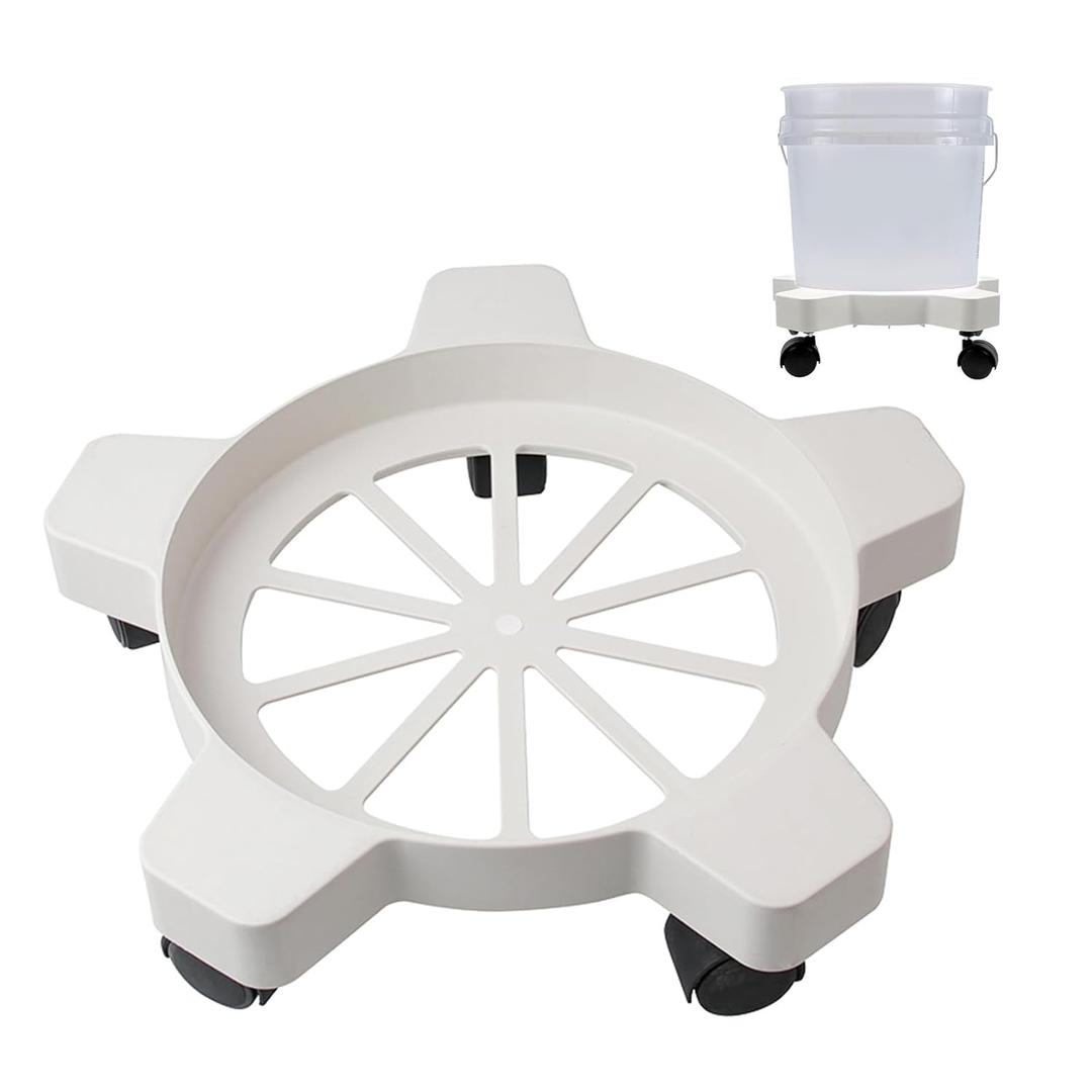 CNQLIS 5 Gallon Bucket Dolly with 5 Smooth-Rolling Swivel Casters,75 lbs,No Tip or Spilling for 5 Gallon Bucket and Flowerpot,11" Inside Diameter (White)