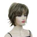 Lydell Short Layered Shaggy Full Synthetic Wig Wigs 12TT26 Brown Highlights