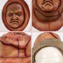 Scary Face Hat Realistic Human Face Costume Hat Brown Latex Halloween Creepy Pouting Crying Cosplay Headgear for Adult