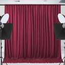 ESGOTBME 10x10ft Wrinkle Free Burgundy Backdrop Curtain for Parties Soft Fabric Drapes Wedding Curtain Backdrop for Birthday Party Decorations Background for Photography 5x10ft, 2 Panels