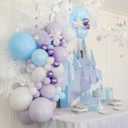 Blue and Purple Balloons Set, 50 PCS Blue 12 Inch Mermaid Balloon, Metallic Purple White Latex Ballons Confetti Helium Balloons for Girls Mermaid Birthday Party Baby Shower Winter Supplies