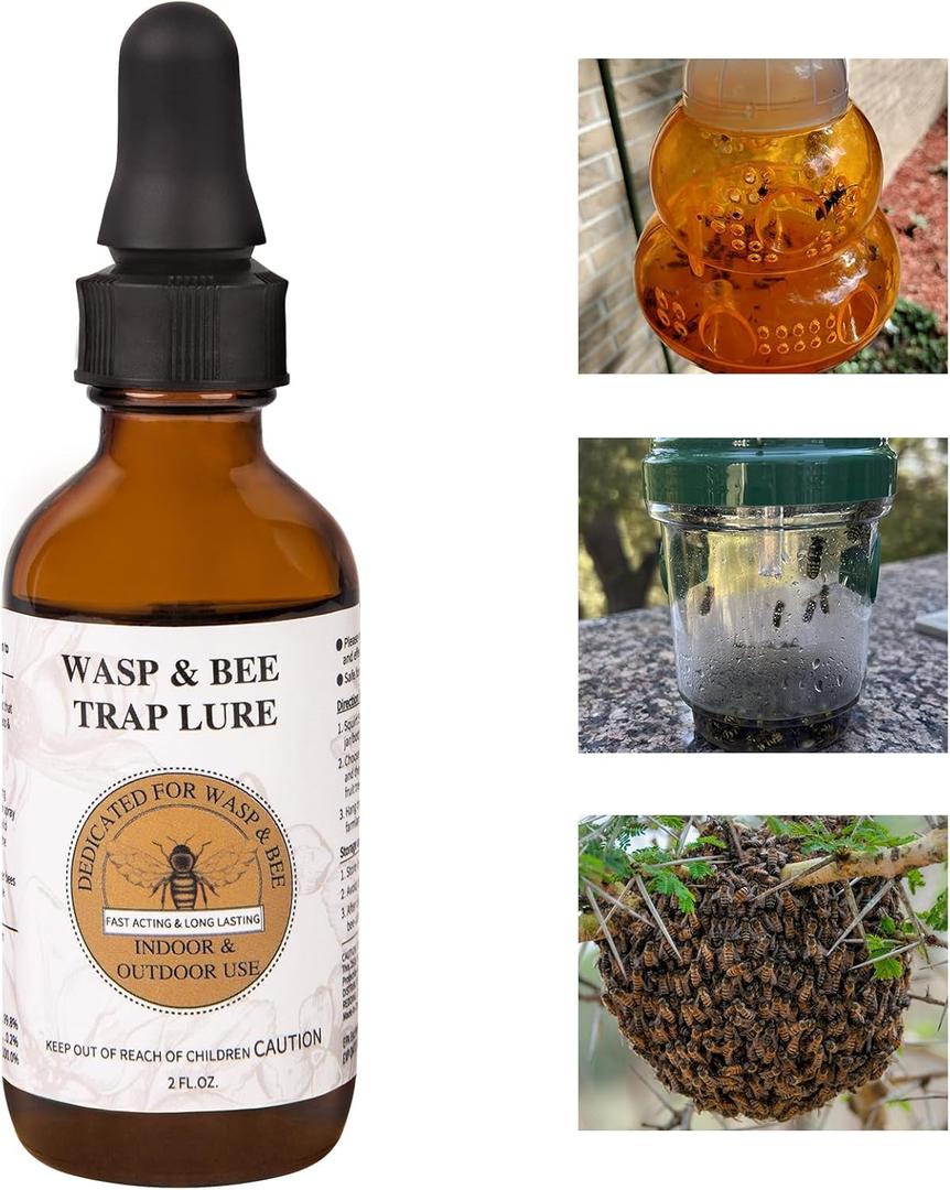 2 oz Carpenter Bee Bait Lure Traps for Outside, Attractant for Wasps, Yellow Jacket, Bees, Hornets, Insects Outdoor, Great for Hanging Insect Traps