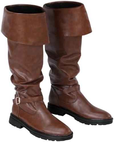 Ramede Medieval Pirate Boots Men Halloween Renaissance Boots Gothic Cosplay Costume for Men , size not labeled