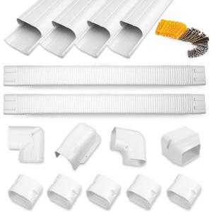 3" 17Ft PVC Line Set Cover Kit for Ductless Mini Split Air Conditioners, Decorative PVC Slim Line Cover for Central AC & Heat Pumps Systems Tubing (White)