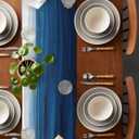 Ombre Table Runner 13x72 inch, Gradient Blue Waves Abstract Art Dinning Table Runner for Farmhouse Wedding Party Barbecue Table Decor