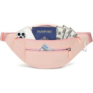 MAXTOP Large Crossbody Fanny Pack with 4-Zipper Pockets,Gifts for Enjoy Sports Festival Workout Traveling Running Casual Hands-Free Wallets Waist Pack Phone Bag Carrying All Phones (Mono Pink)