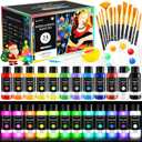 40 PCS Classic & Glow in the Dark Acrylic Paint Set with 12 Brushes, 2 Knives & Palette, 24 Colors Art Craft Paint for Beginners, Halloween Pumpkin Canvas Ceramic Rock Painting Kit (2 Fl Oz (Pack of 24))