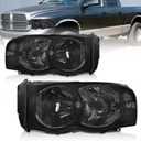 AS Headlights Assembly Compatible With 2002 2003 2004 2005 Dodge Ram 1500/03 04 05 Dodge Ram 2500/3500 Smoke Lens Clear Reflector Driver and Passenger Side AUTOLIGHTS