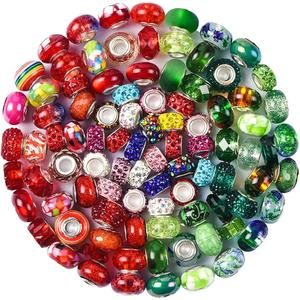 Aipridy Assortment European Large Hole Beads Spacer Beads Rhinestone Craft Beads for DIY Charms Bracelet Jewelry Making (Emerald-Siam)