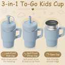 Fimibuke Toddler Tumbler with Handle & Straw, 15 OZ Spill Proof Sippy Cups for Kids Girl Boy, Leak Proof Stainless Steel Cups with Lid & Silicone Sleeve, BPA Free Dishwasher Safe Water Bottle, 2 Packs (EXP 12/31/36)
