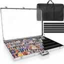 Card Show Display Case with Carry Bag–34"x22" Card Vendor Display case Large Aluminum Locking Tabletop Showcase for Trading, Sports Cards, for TCG Cards & Collectibles Exhibitions, Silver