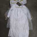 DERAYEE Angel Costume for Kids, Heavenly White Angelic Gown with Wings Headband for Girls Christmas Cosplay Party M