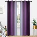 Yakamok Light Blocking Ombre Curtains, Greyish White and Purple Gradient Color Curtains, Room Darkening Grommet Window Drapes for Bedroom(Purple, 50x64 Inch, 2 Panels)