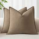 EMEMA Decorative Linen Throw Pillow Covers 20x20 Inch Curry Boho Farmhouse Neutral Couch Throw Pillows for Bed Pack of 2 Accent Pillowcase Modern Sofa Cushion Livingroom Home