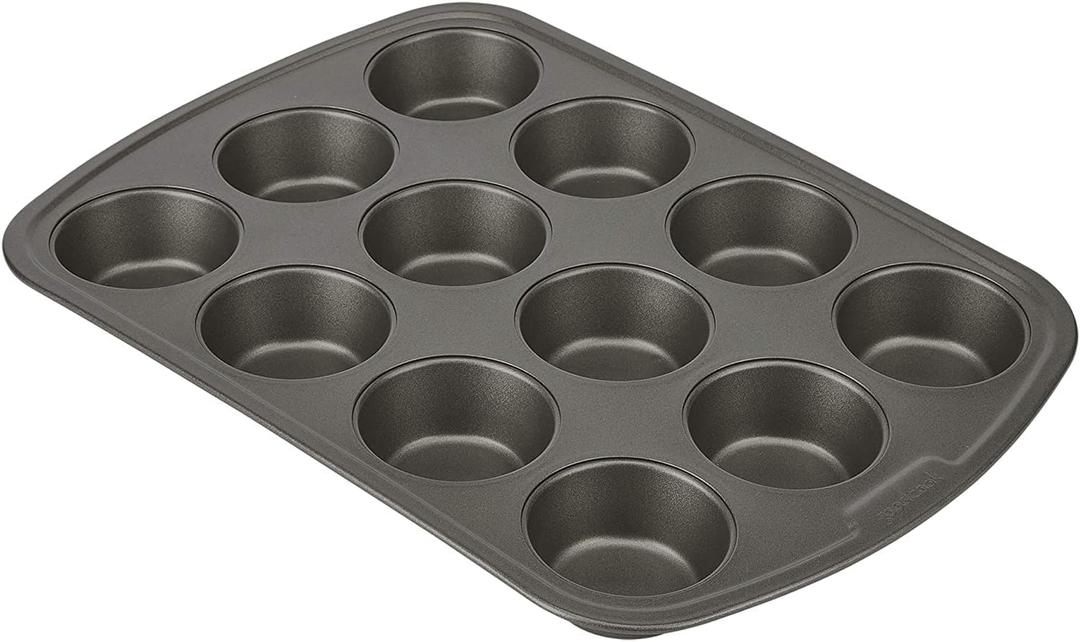 GoodCook Everyday Nonstick Steel Muffin Pan, 12 cup, Gray
