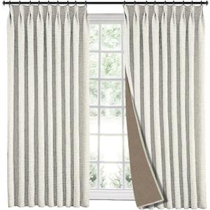 Pinch Pleated Curtains 45 inch Length, Faux Linen Curtains for Small Window, 85% Blackout, Thermal Insulated for Traverse Rod and Track (Lined, 40" W x 45" L, 1 Panel, Beige)