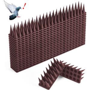 Bird Spikes, 20 Pack Pigeon Squirrel Raccoon Cat Deterrent Spike Outside Anti Robin Defender Outdoor to Keep Birds Away Roof Fence Window Nest 18.7 Feet(5.7m), Brown