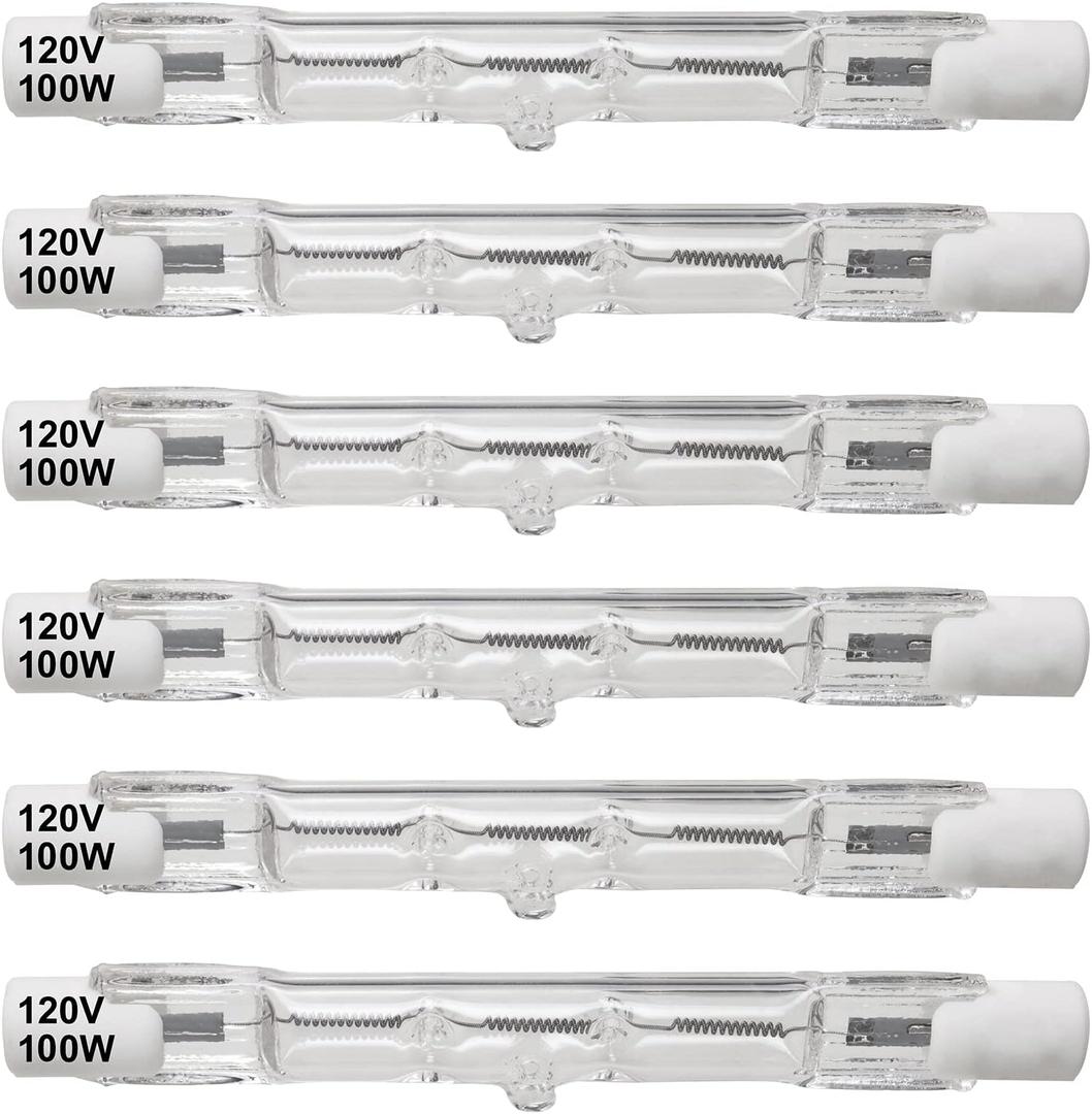 6pcs R7S J78 Halogen Light Bulbs 120V 100W Tungsten Filament Double Ended Halogen Light Bulbs
