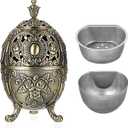 JUXYES Vintage Incense Burner Holder with Removable Ash Catchers, Metal Censer Antique Cone Coil Incense Burner Holder Zinc Alloy Spiritual Aromatherapy Yoga Meditation Gifts Retro Home Decoration (Antique Bronze)