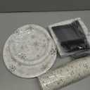 210 Pcs Winter Snowflake Tableware Set Winter Wonderland Party Supplies Disposable Snowflake Paper Plates Napkin Cup Plastic Knife Fork Spoon Party Dinnerwares (Gold)