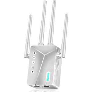 WiFi Extender Signal Booster for Whole Home & Backyard - 10K Sq.Ft Coverage w/ 4 Antennas | 90% Faster Internet Booster w/ Ethernet Port, Easy Setup Wireless Repeater Works with Any Router | Long Range