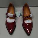 Mary Jane Shoes Women Chunky Low Heels Buckle Strap Pumps Womens Closed Pointed Toe Ballet Flats Causal Daily Dress Shoes (8.5, Burgundy)
