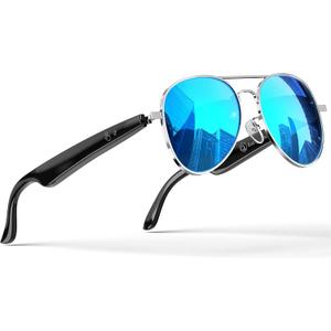 EarlySincere AI Smart Glasses, Smart Translation Glasses That Support 164 Language Translation, IP65 Waterproof Smart Sunglasses, Classic Aviator Sunglasses with Voice Assistant/AI Call/Chat GPT