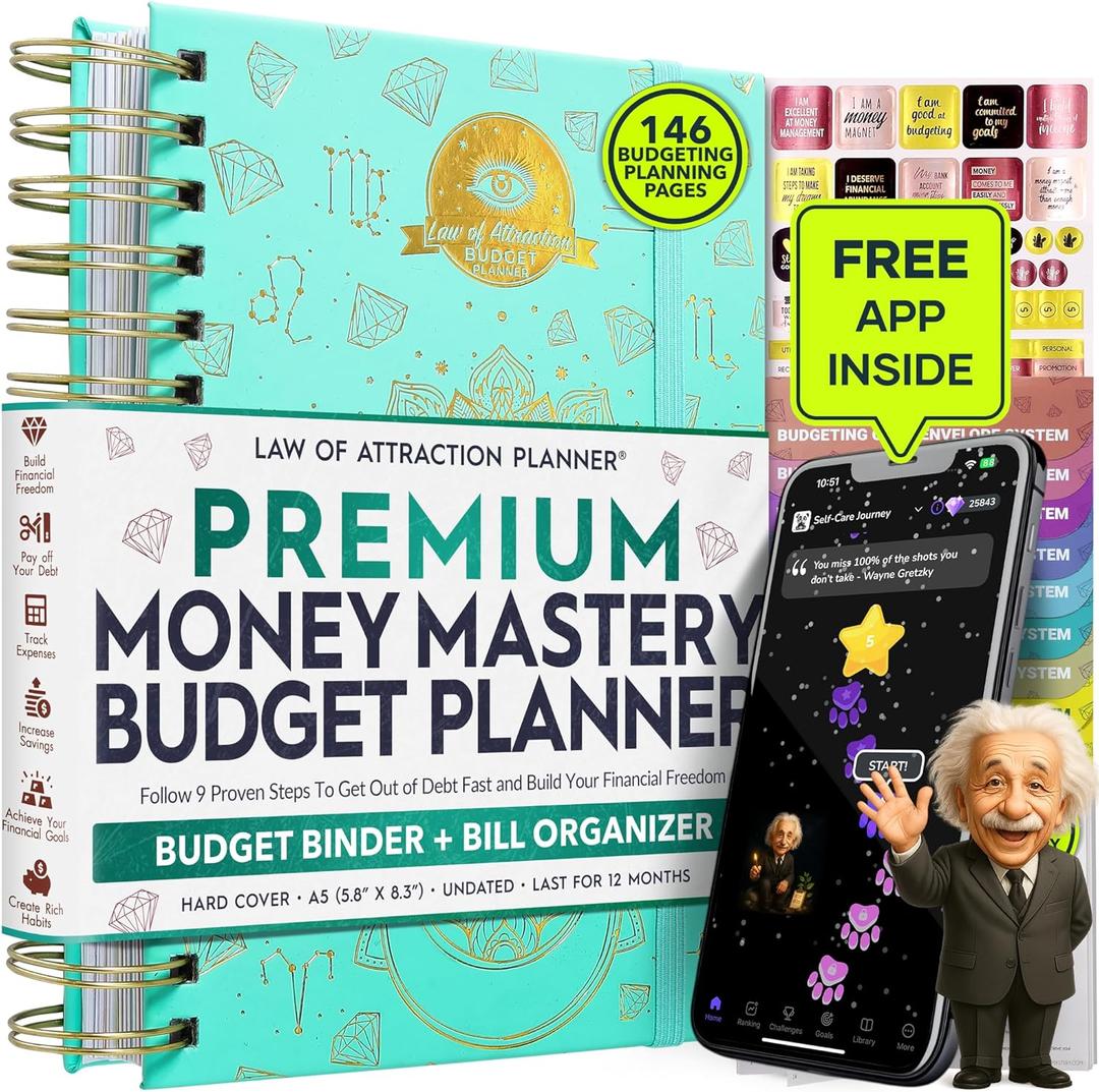 Budget Planner and Monthly Bill Organizer + Cash Envelope Buget Sytem | Finance Planner, Bill Payment Tracker & Money Saving with Productivity App | Money Mindset for Attracting Financial Abundance (A5, St Flower)