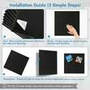 Large Cork Board | 48"x36" Felt Bulletin Board with Safe Removable Adhesive Tabs, 12-Pack Felt Wall Tiles for Home, Office, Classroom Essentials, Black