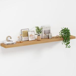 Fun Memories 55 Inch Floating Shelves, USA-Sourced Rustic Elm Wood Floating Shelves Wall Mounted, Wall Shelves with Invisible Bracket for Living Room Bathroom Bedroom Kitchen(Natural, 55"x 8")