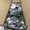 6 Ft Pre Lit Flocked Pencil Christmas Tree Artificial Tall Slim Christmas Tree Skinny Xmas Tree with 216 Led Lights & 550 Branch Tips, Prelit Christmas Tree for Indoor Outdoor Yard Decorations