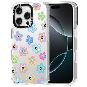 MOSNOVO Case for iPhone 16 Pro, [Buffertech 6.6ft Military-Grade Drop Protection] [Anti Peel Off Tech] Clear TPU Bumper Phone Case Cover Design - Groovy Flower