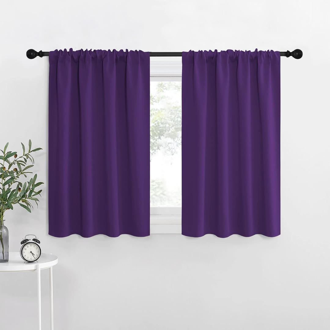 NICETOWN RV Blackout Curtains for Camper Windows, Kitchen Curtains Blackout Drapes & Curtains, Energy Smart Window Treatment Curtain Panels for Bedroom (Royal Purple, 42 in x 36 in (W x L), Set of 2)