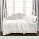 Lush Decor Reyna Ruffle Daybed 6 Piece Set 68" W x 92" L, White - White Bedding Set - Daybed Comforter Set - Ruffled Bedding - Coquette Decor