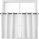 YGO Greyish White Window Valance Blackout Short Curtain Tiers 2 Panels for Kitchen 52 Wide by 24 Long, White Color, 2 Pcs