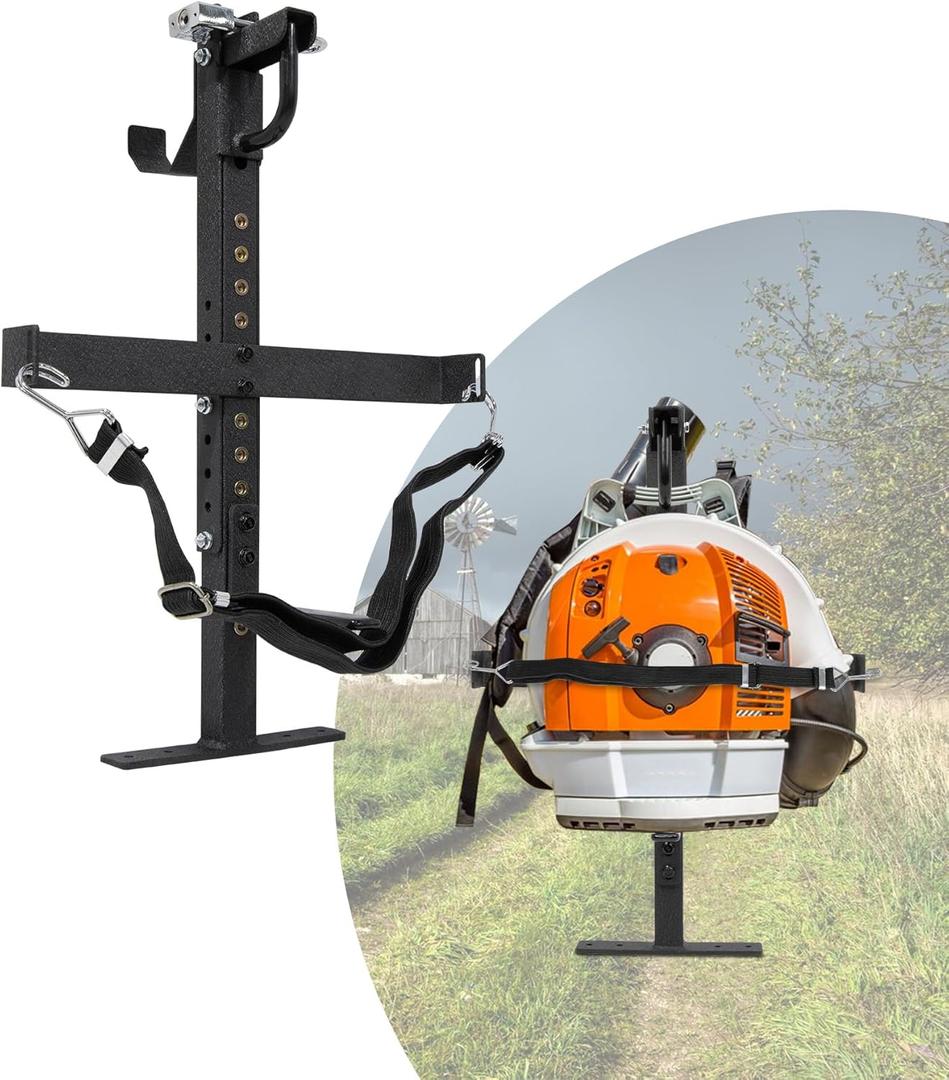 ELITEWILL Backpack Blower Rack for Trailers Universal Storage Holder with Adjustable Holding Base Fit 22" to 26" Blowers for Open Enclosed Trailers Landscape Trucks