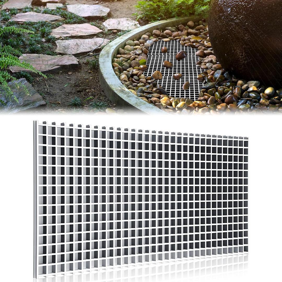 DoubleFill 1 Pack Large Fountain Basin Grate for Pond and Water Garden Features and More Snap-Together - Hide Reservoir, Rocks, Other Decorative Objects (24 x 36 Inch,Dark Grey)