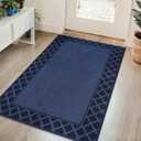 BEQHAUSE Door Mat Dirt Trapper Non Slip Entryway Rugs Absorbent Welcome Mat Low Profile Washable Front Door Mat for Muddy Paws,Entrance,Hallway, 36" x 60",Navy Blue