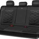 CAR PASS Back Car Seat Covers, Water Resistant Nappa Leather Rear Bench Seat Cover Universal Fit for Cars, SUVs, Vans, Trucks, Automotive Backseat (Rear, Black)