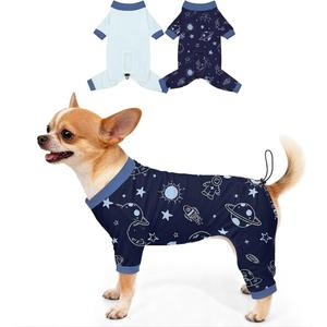 Bienbee Dog Pajamas, 2 Pack Dog Recovery Suit Shedding Suit Cute Soft Puppy Clothes Dogs Pjs Onesies Jammies Adjustable Breathable & Stretchy Clothes for Small Medium Large Dogs Girl Boy Puppy-L