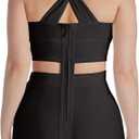 Hybrid & Company Womens Cross Bandage Fashion Hollow Out Sexy Sleeveless Dress (Black), 2X