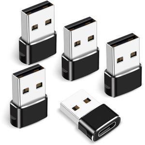 3 x USB C Female to USB Male Adapter, 5-Pack, Type C to USB A Charger Converter for iPhone 16 15 14 13 12 11 Plus Pro Max, Samsung Galaxy S24 S23 S22 Ultra, A-pple iWatch Watch Series 7 8, AirPods, iPad