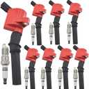 FD503 Ignition Coil Pack 3W7Z12029AA and Iridium Spark Plugs Set Of 8 Fit For Ford F-150/250,E-150/250,F-250/350 Super Duty,E-350/450 Super Duty 1997-2015,Lincoln&Mercury 1998-2011 4.6L 5.4L 7.3L V8