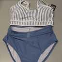 BMJL Women's High Waisted Bikini Sets Sporty Two Piece Swimsuits Color Block Cheeky High Cut Bathing Suits Small