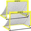 2 Pack 4' x 3' Soccer Goal Net Set, Pop Up Kids Practice Soccer Goals for Indoor and Outdoor.Portable Soccer Net with Carrying Bag & Ground Pegs, Perfect for Backyard, Field, Court (Yellow)