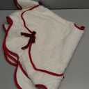 Soulchen Red Velvet Bow Christmas Tree Skirt 36 Inches White Scalloped Furry Plush Bow Tree Stand Collar Blanket Vintage Xmas Decorations for Indoor Outdoor Decor Holiday Supplies