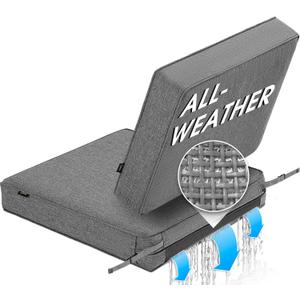 SUNROX All-Weather DryFast Foam Outdoor Patio Furniture Cushions, FadeShield Water Resistant Deep Seat Cushion with DryMesh Drainage, Durable Low Maintenance Couch Cushion, 23"x26"x4" Heather Charcoal