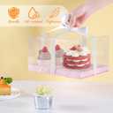 3Pcs Pink Bento Cake Cupcake Combo Boxes Valentine's Day 1+2 Bento Box with Clear Lid 2 Holes Pastry Sweets Cake Cupcake Combo Box Baking Supplies for Valentine Wedding Birthday Party(Pink 1+2/3Pcs)